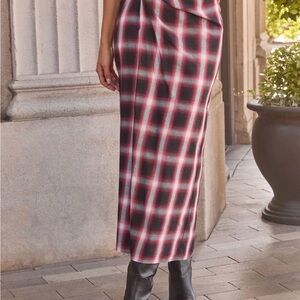 Vici Red and Black Plaid Maxi Skirt